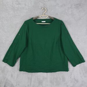 J Jill Ponte Women Top Shirt Womens Green Plus Size 2X Long Sleeve Button Sleeve